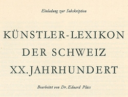 Archives of the Lexicon of Swiss Artists